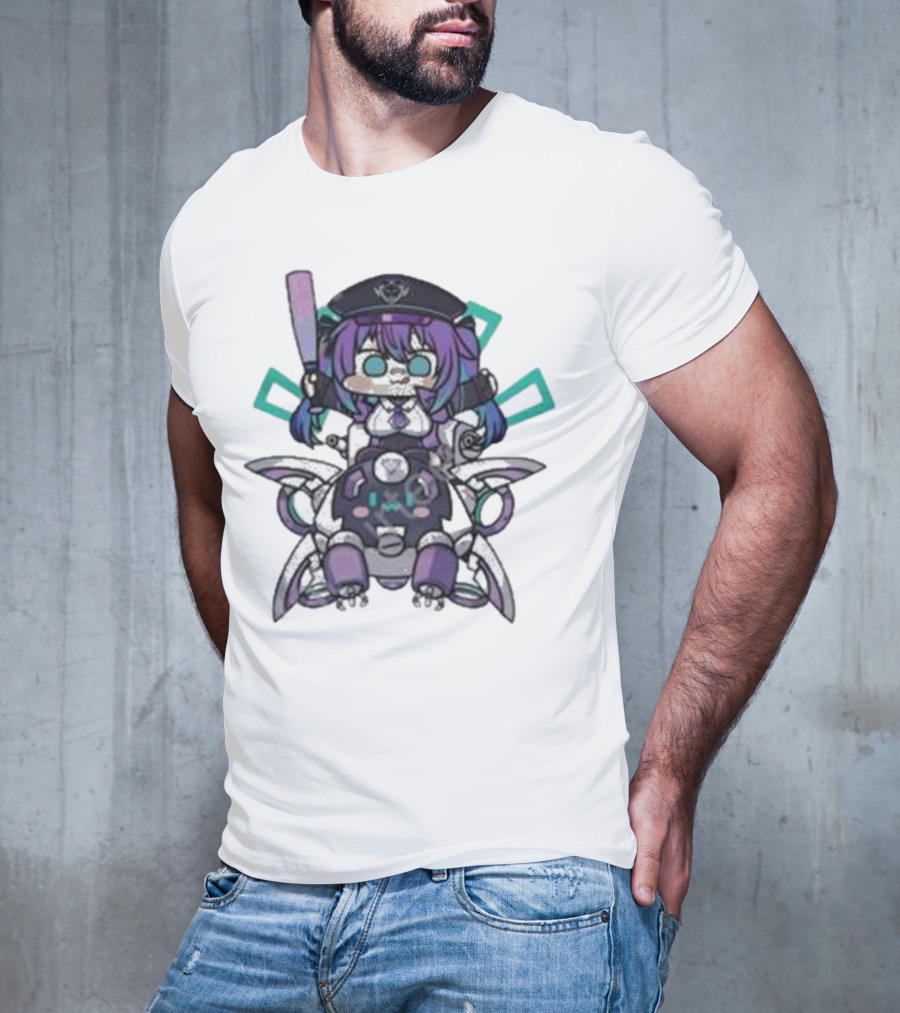 Lewd Cadet Chibi Friendship Purple Robot Companion T-Shirt