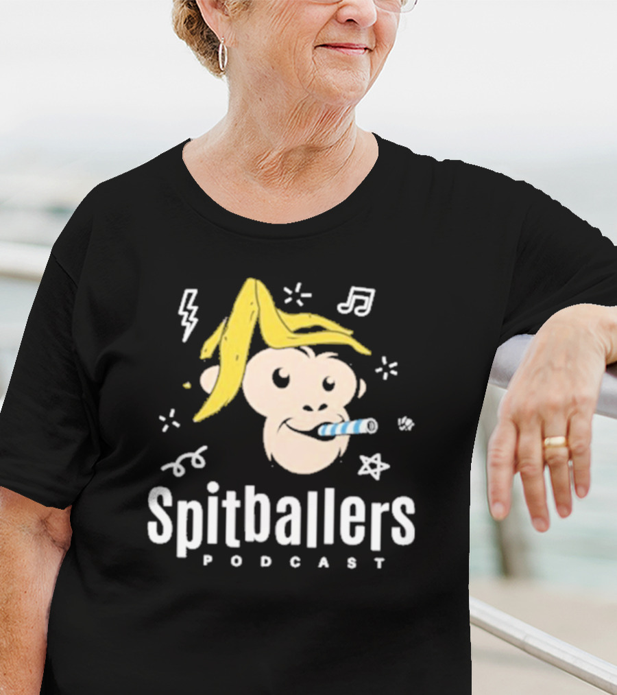 Spitballers Podcast Monkey With Party Accessories And Musical Notes T-Shirt