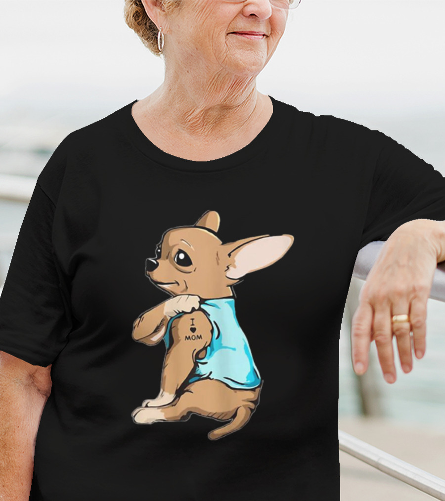 Tattoo Chihuahua I Love Mom Puppy T-Shirt