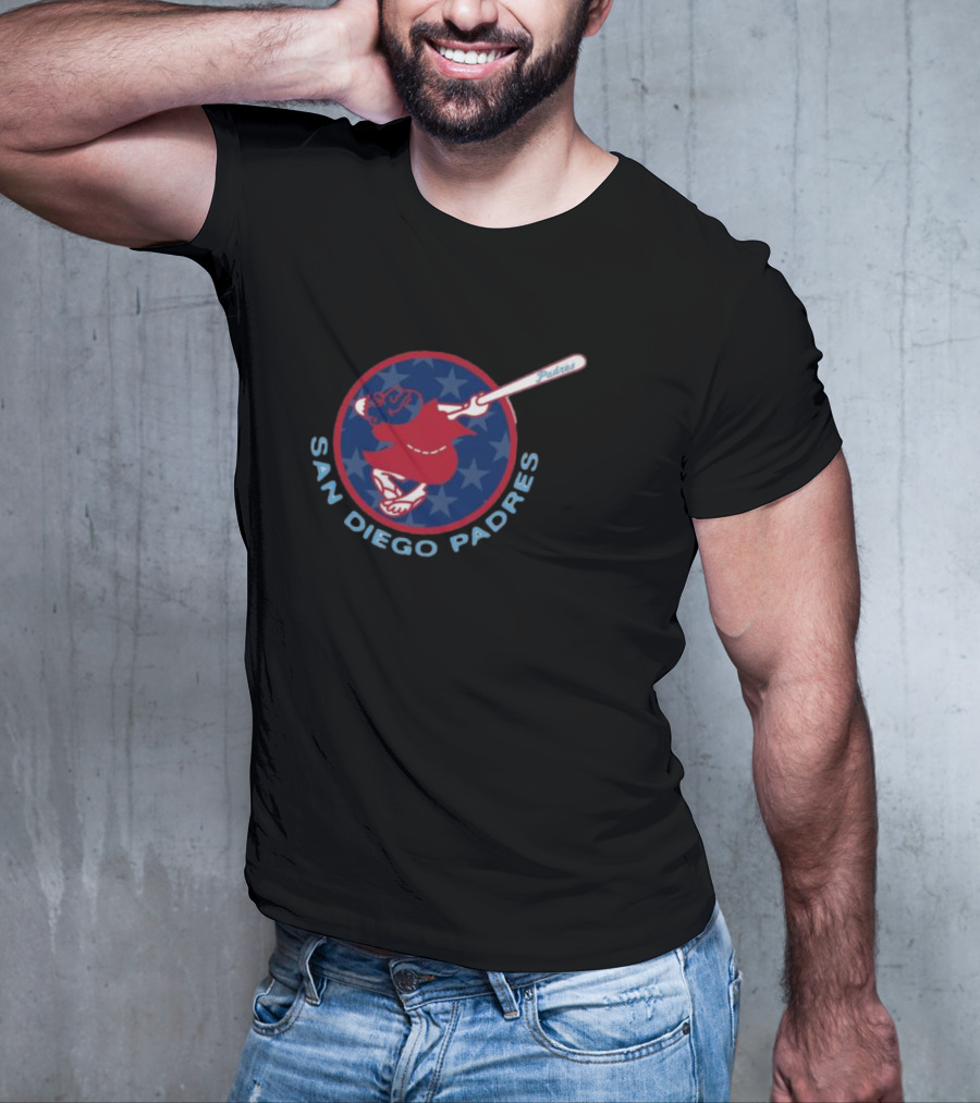 San Diego Padres Patriotic Stars Red Swinging Friar T-Shirt