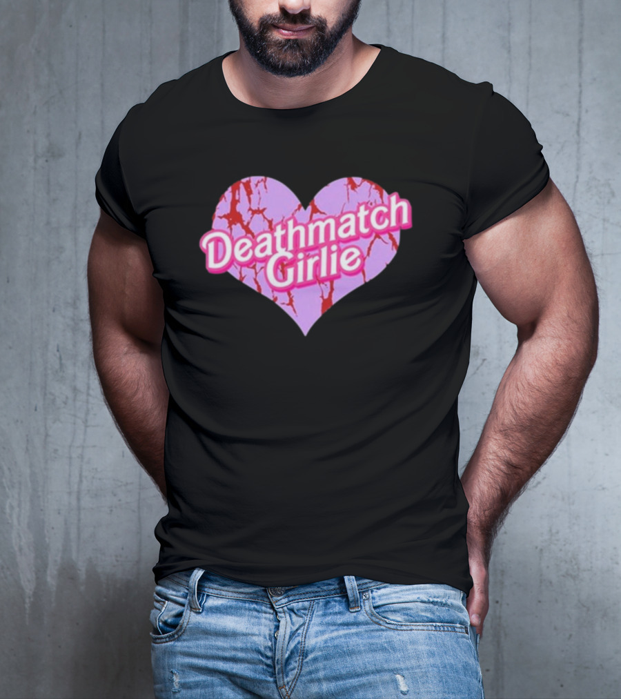 Deathmatch Girlie Heart With Pink And Red Crack T-Shirt