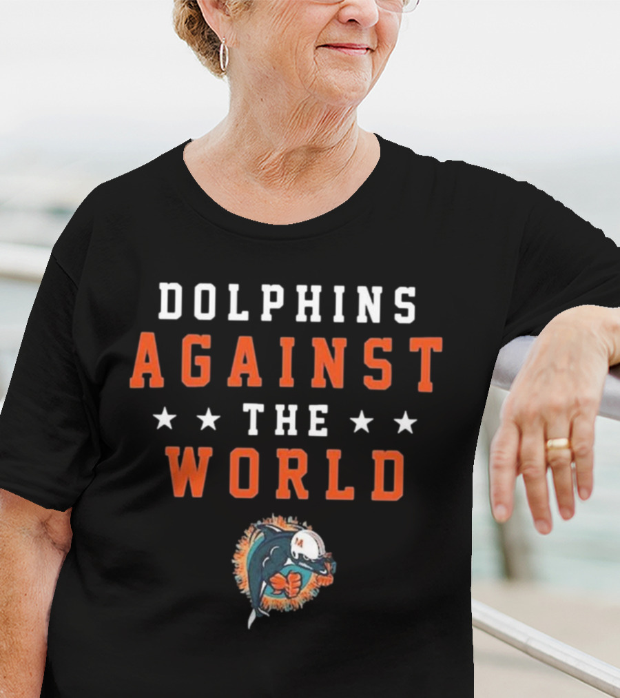Dolphins Against The World Football Helmet Stars T-Shirt