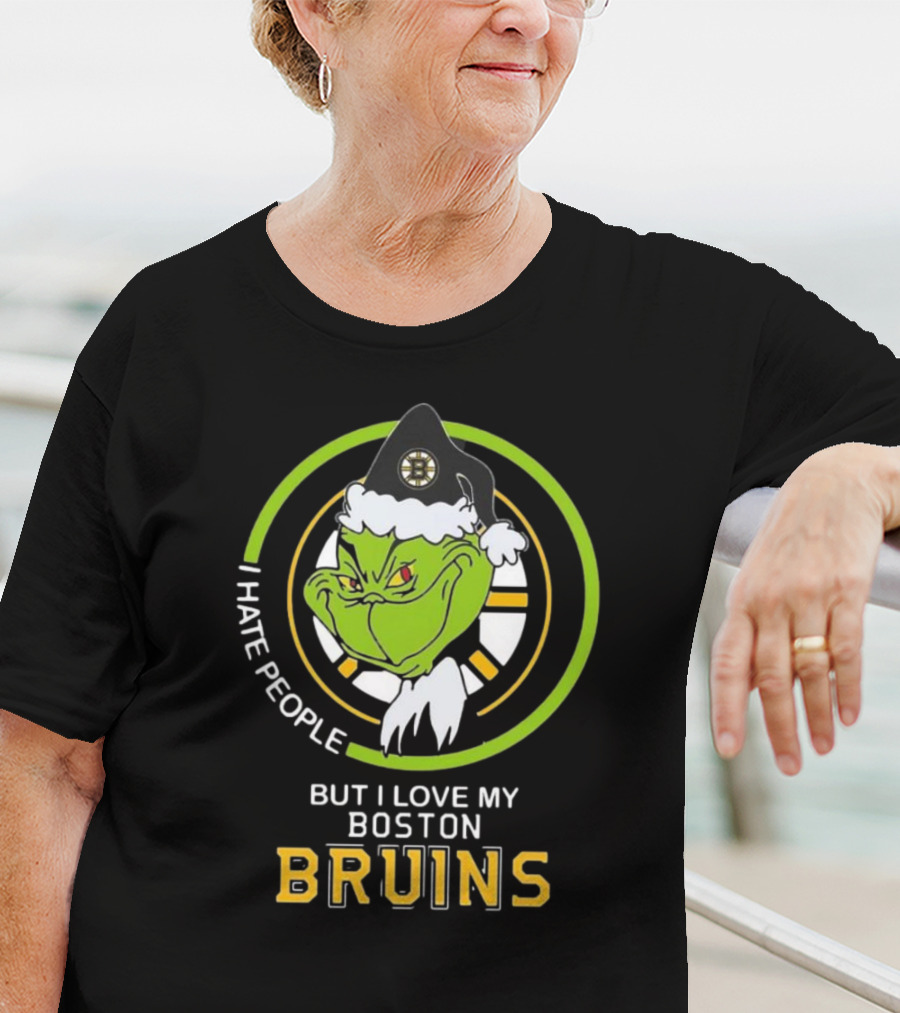 Grinch I Hate People But I Love My Boston Bruins NHL Team Spirit T-Shirt
