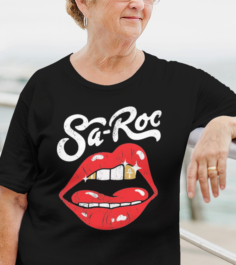 Sa-Roc Red Lips With Ankh Tooth T-Shirt
