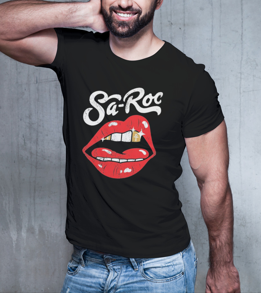 Sa-Roc Red Lips With Ankh Tooth T-Shirt