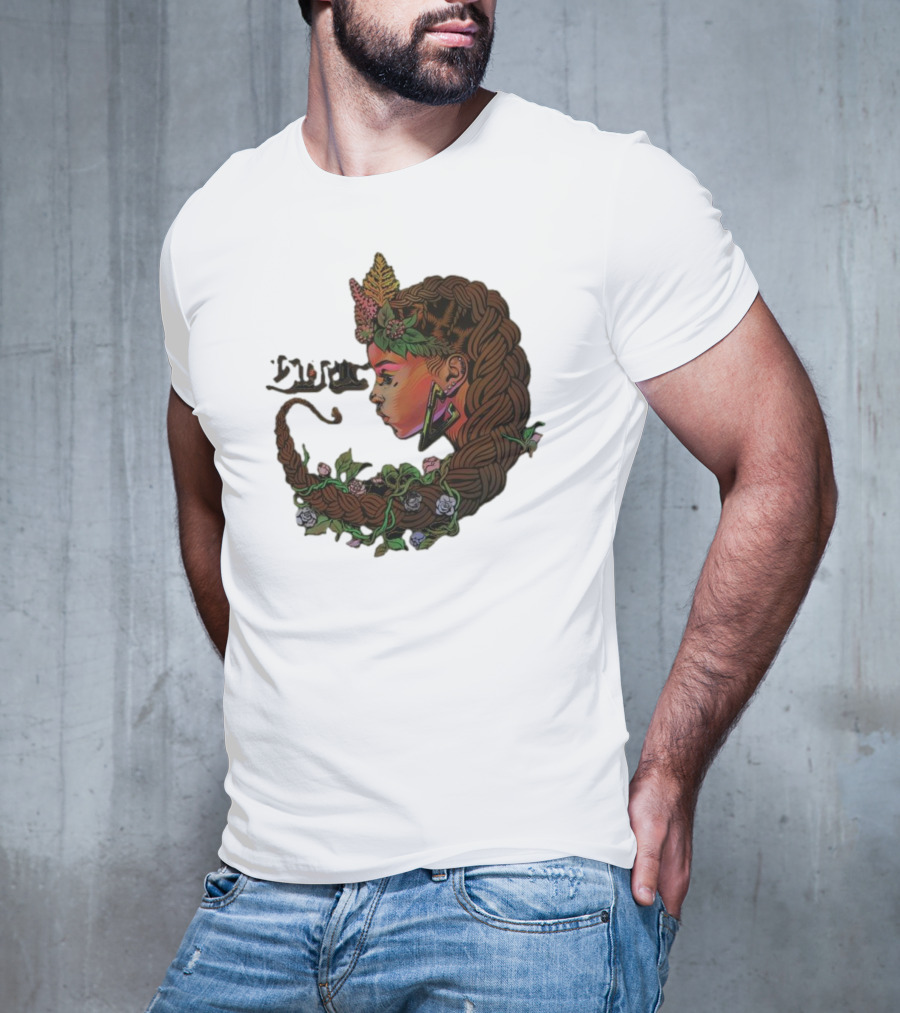 Sa-roc Wild Seeds Braided Hair Floral T-Shirt