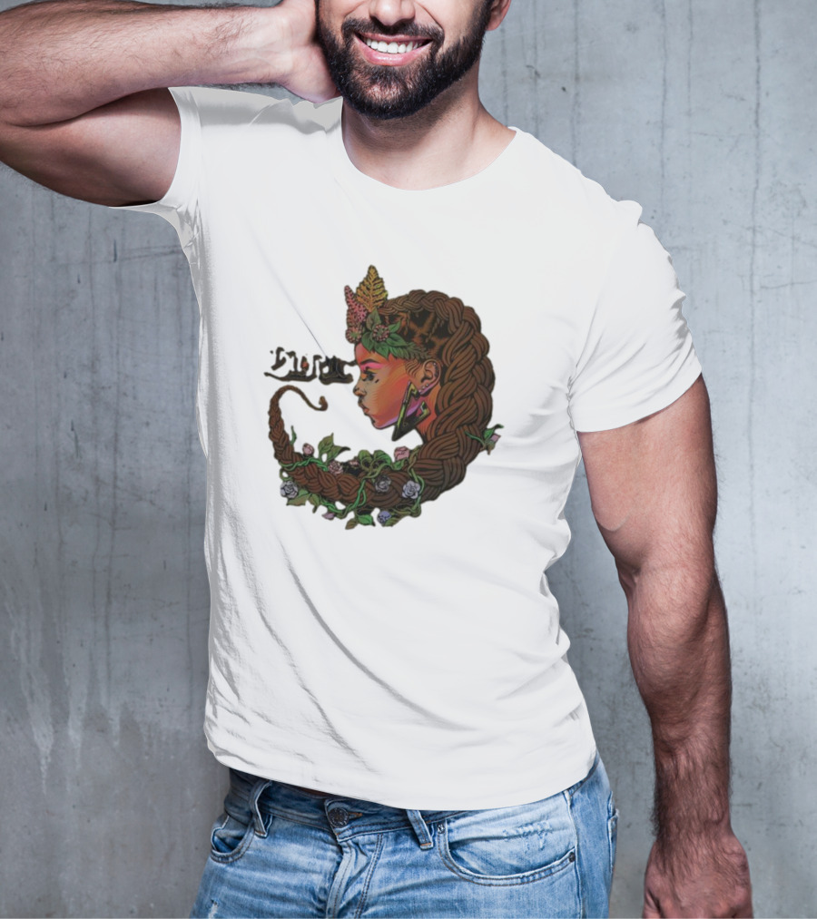 Sa-roc Wild Seeds Braided Hair Floral T-Shirt