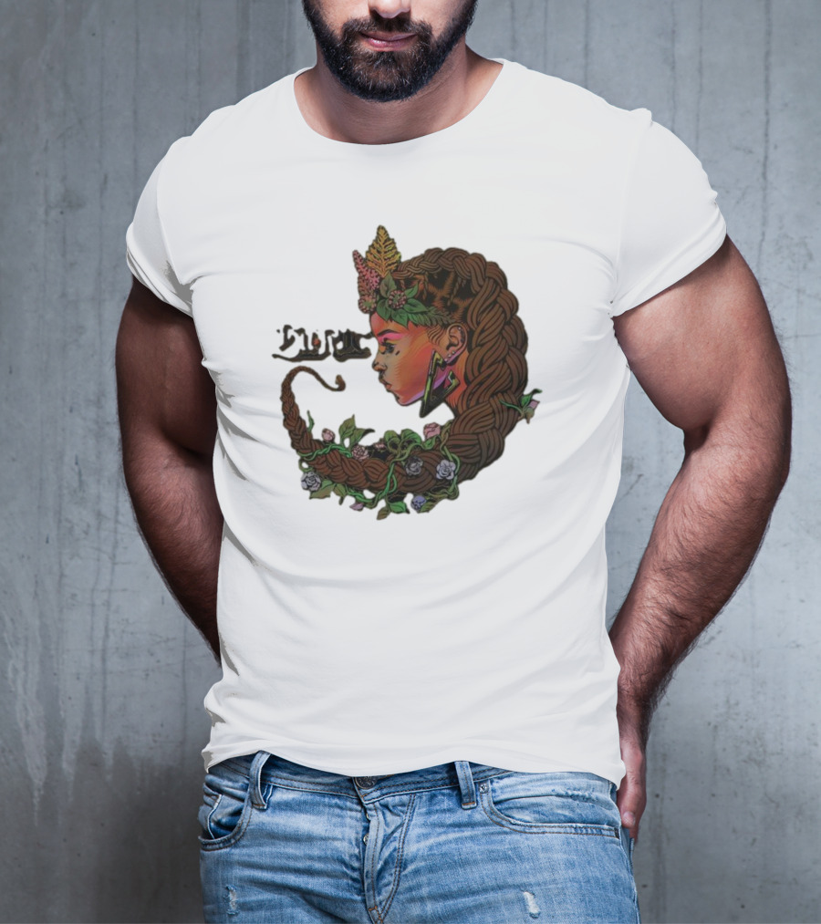 Sa-roc Wild Seeds Braided Hair Floral T-Shirt