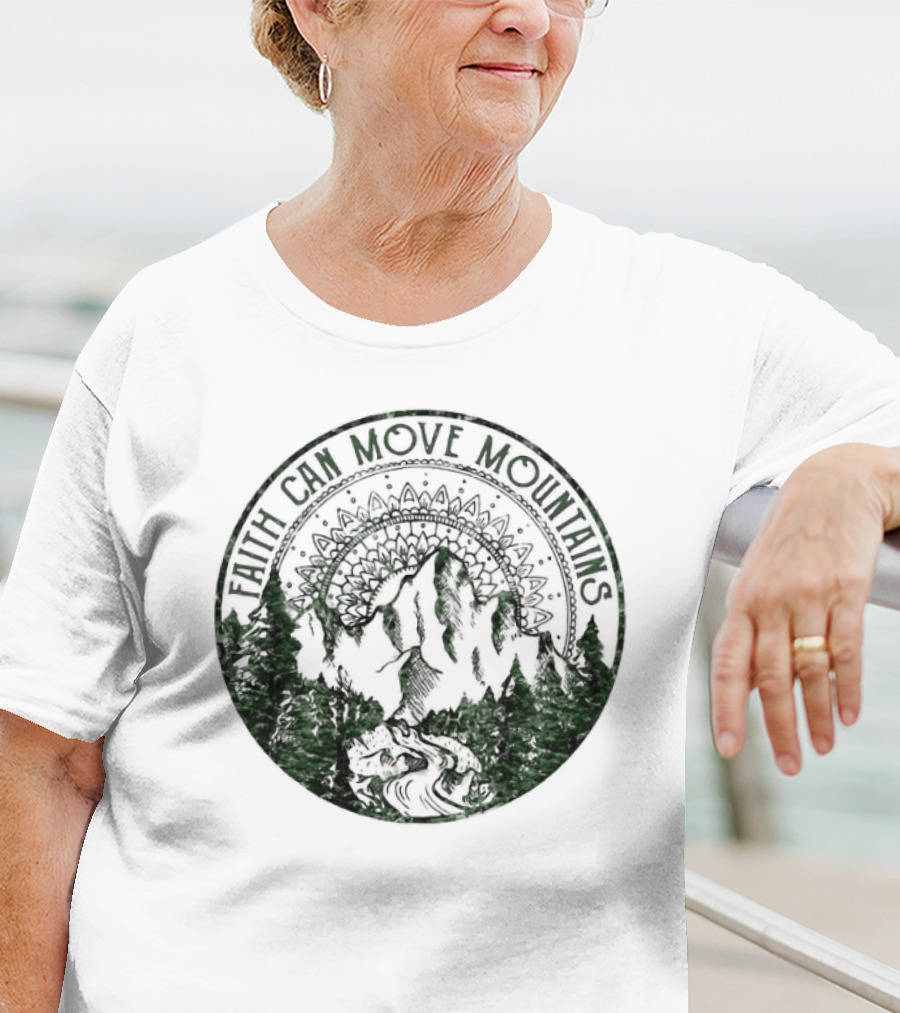 Faith Can Move Mountains Mandala Forest Scene T-Shirt