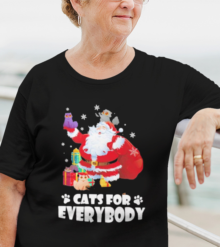 Santa Claus With Gift Cats For Everybody Fun Christmas T-Shirt