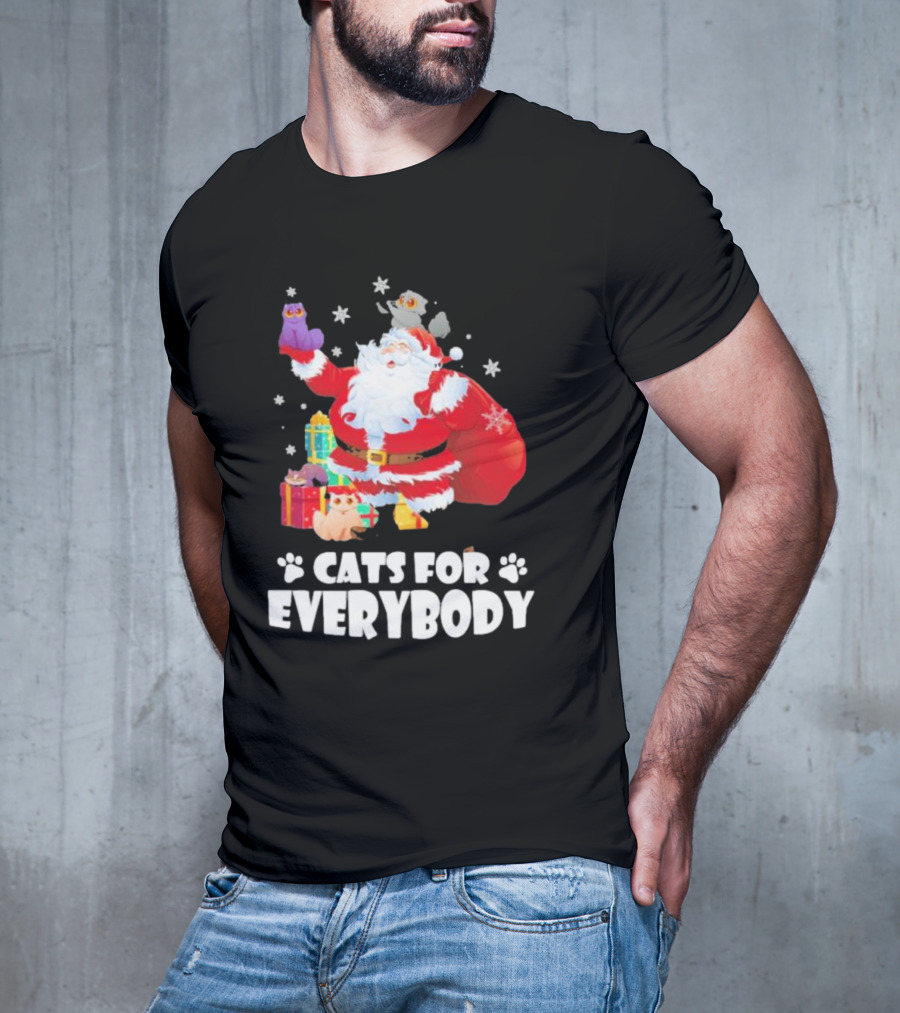 Santa Claus With Gift Cats For Everybody Fun Christmas T-Shirt