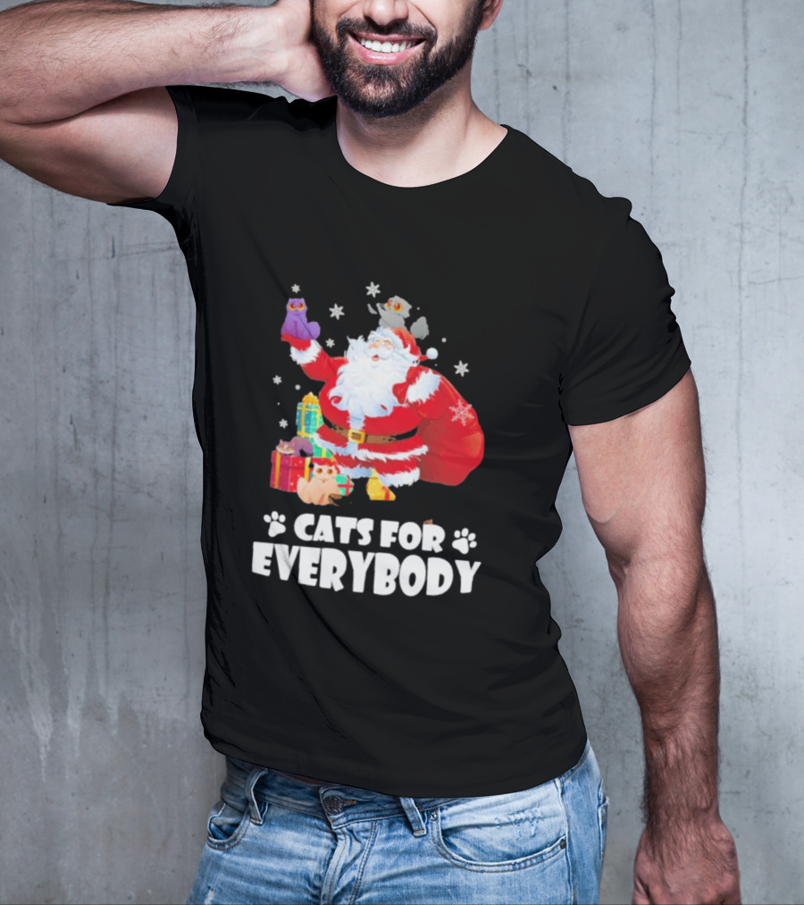 Santa Claus With Gift Cats For Everybody Fun Christmas T-Shirt