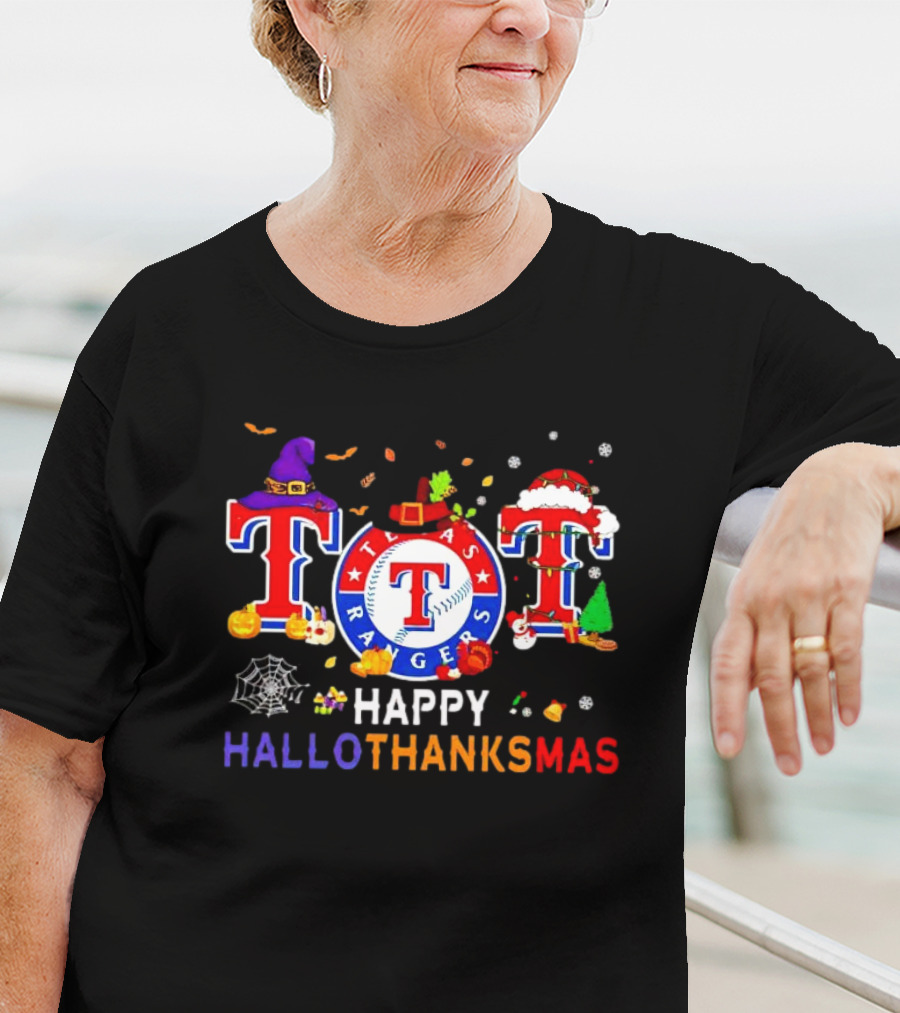 Texas Rangers Happy HalloThanksMas Holiday T-Shirt