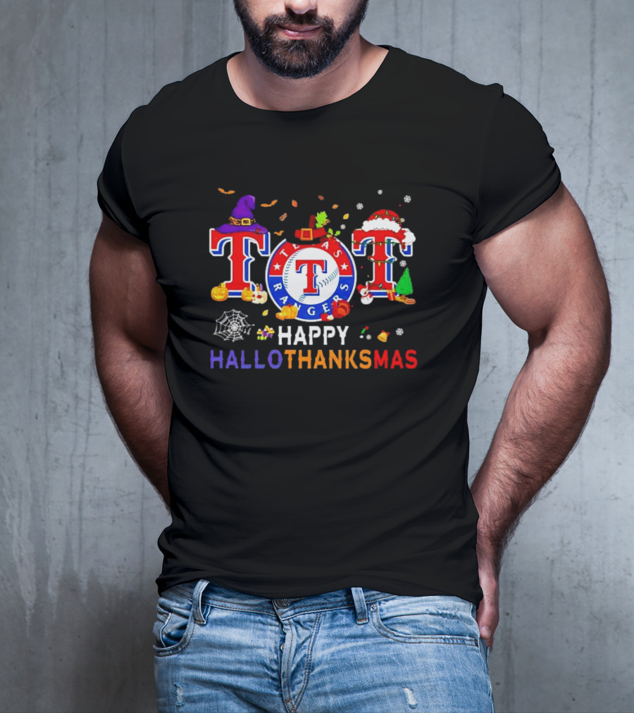 Texas Rangers Happy HalloThanksMas Holiday T-Shirt