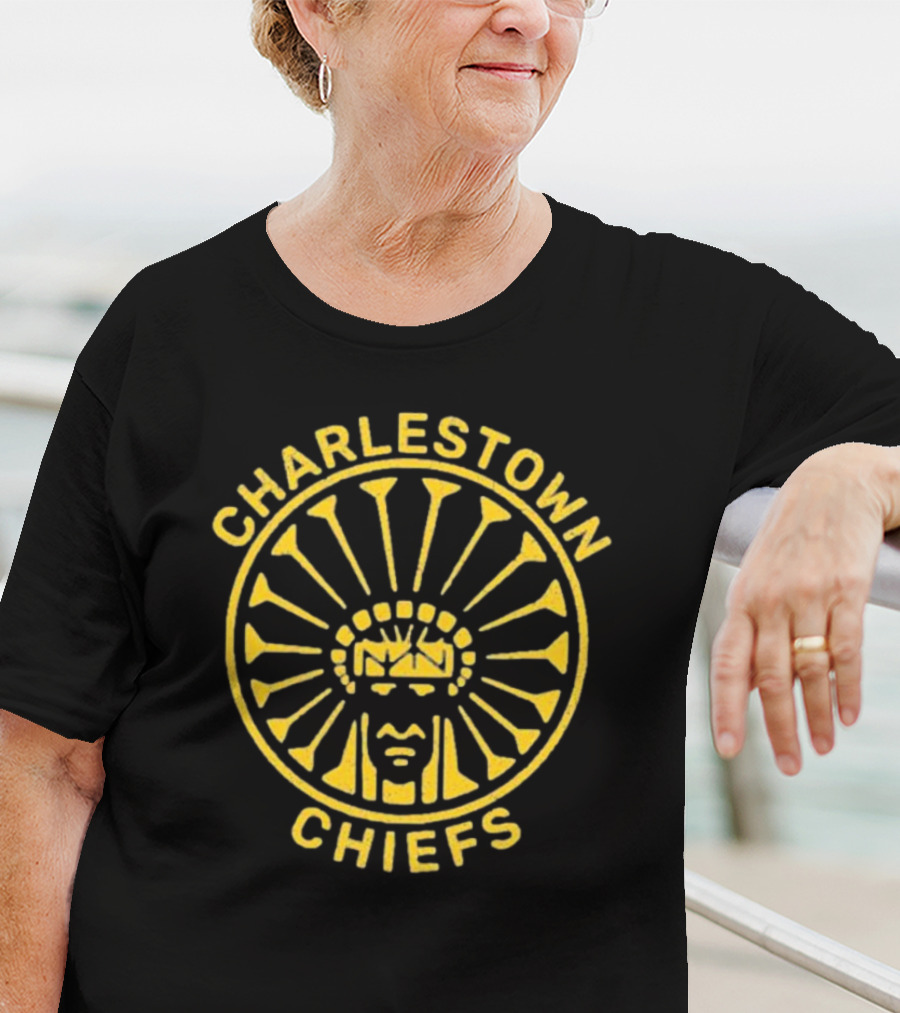 Charlestown Chiefs Yellow Native American Headdress Emblem T-Shirt