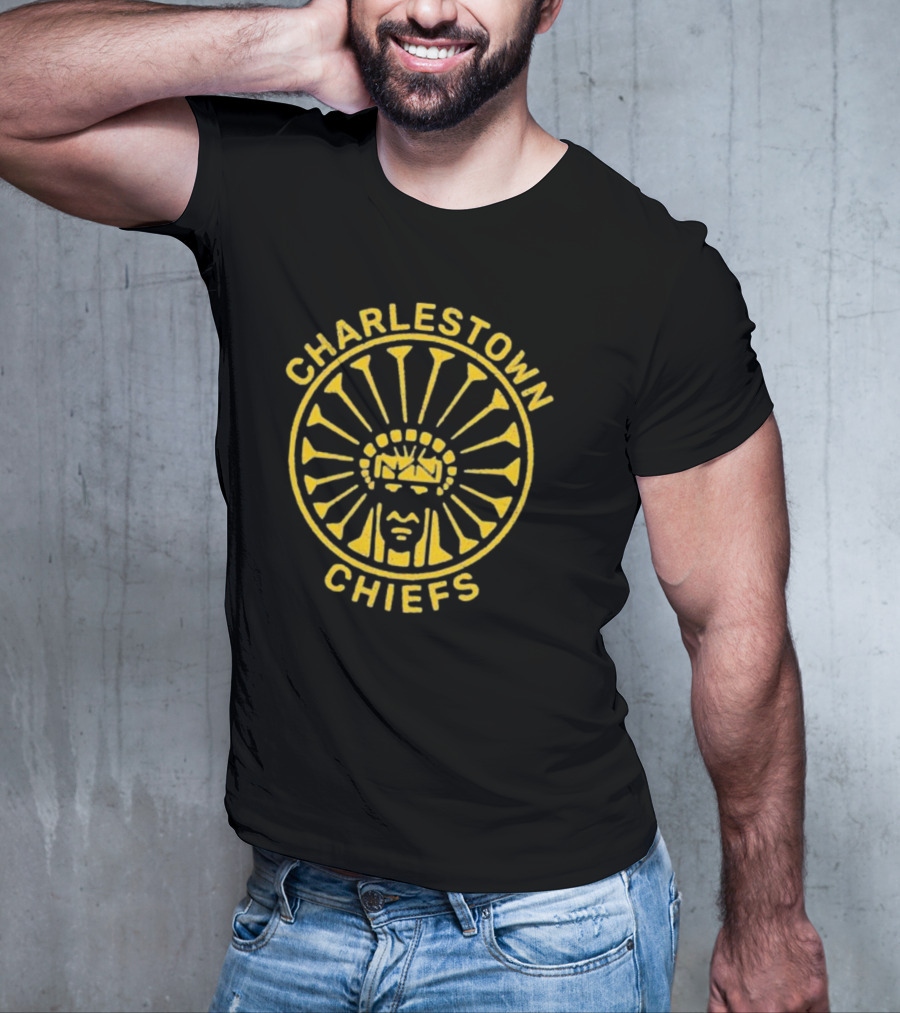 Charlestown Chiefs Yellow Native American Headdress Emblem T-Shirt