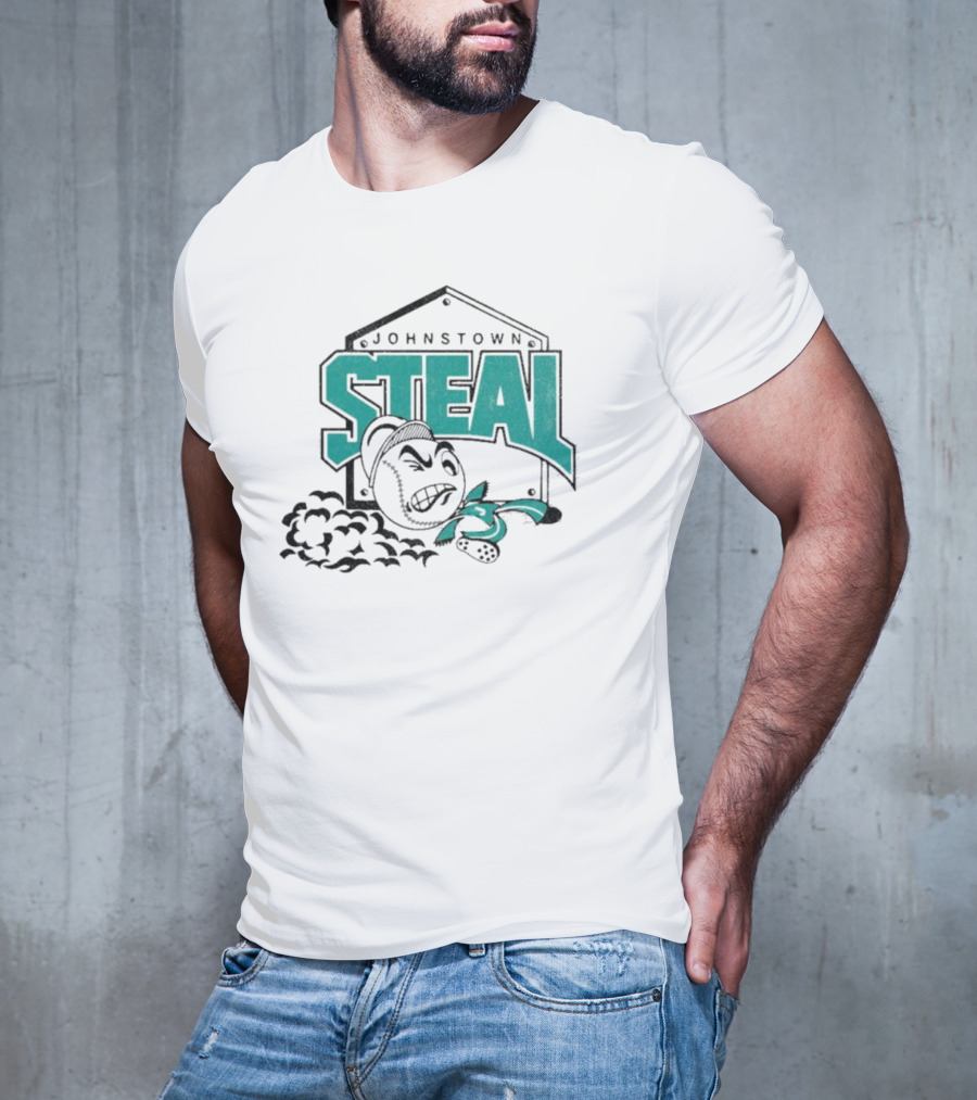 Johnstown Steal Baseball Running Baseball Character T-Shirt