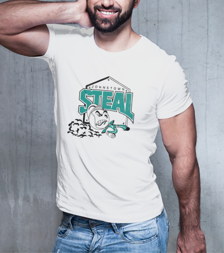 Johnstown Steal Baseball Running Baseball Character T-Shirt