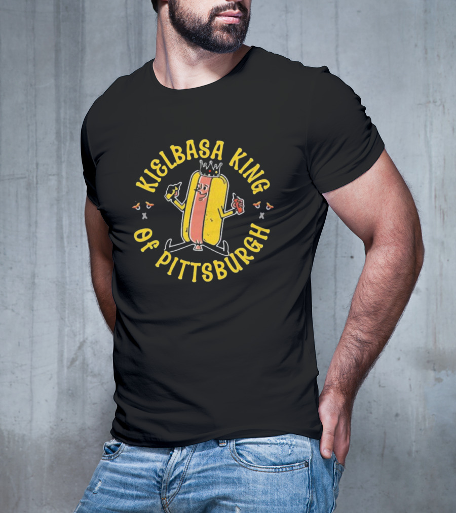 Kielbasa King Of Pittsburgh Crowned Hot Dog T-Shirt