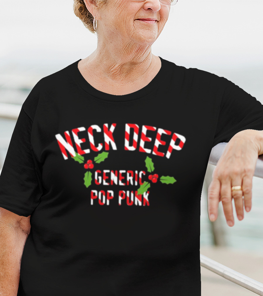 Neck Deep Candy Cane Text With Holly Generic Pop Punk T-Shirt