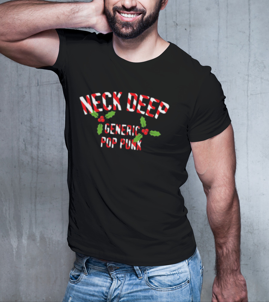 Neck Deep Candy Cane Text With Holly Generic Pop Punk T-Shirt