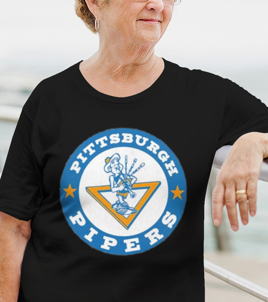 Pittsburgh Pipers Basketball Team Classic Logo With Bagpiper And Star Emblems T-Shirt