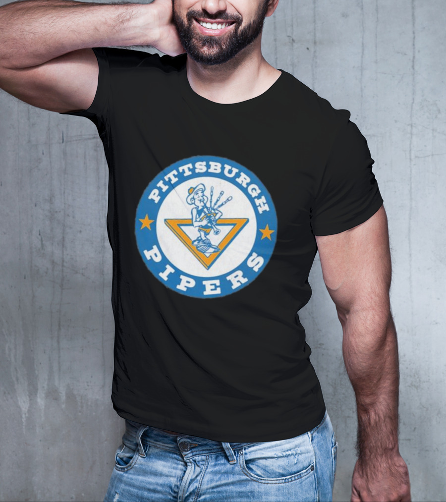 Pittsburgh Pipers Basketball Team Classic Logo With Bagpiper And Star Emblems T-Shirt