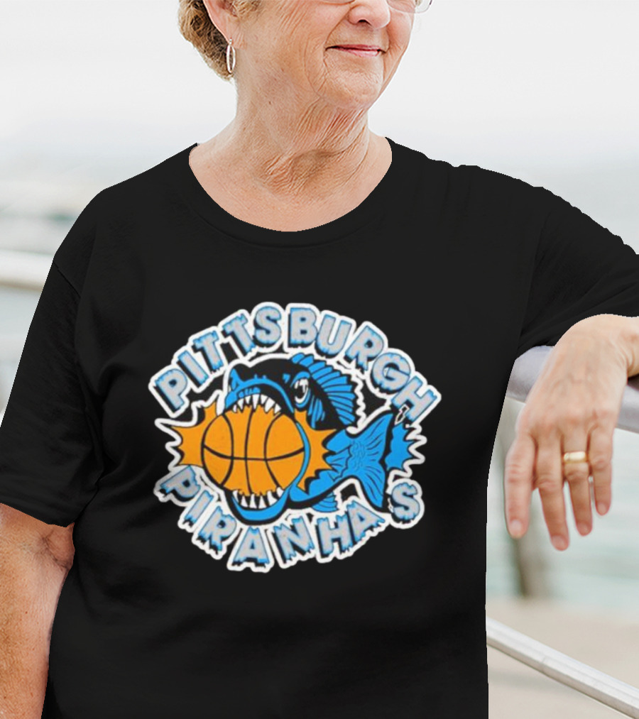 Pittsburgh Piranhas Basketball Team Logo Fish With Ball T-Shirt