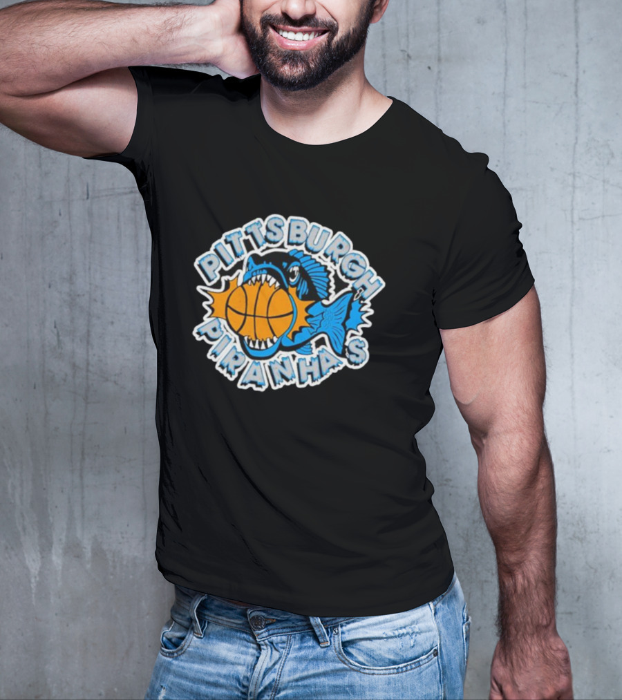 Pittsburgh Piranhas Basketball Team Logo Fish With Ball T-Shirt