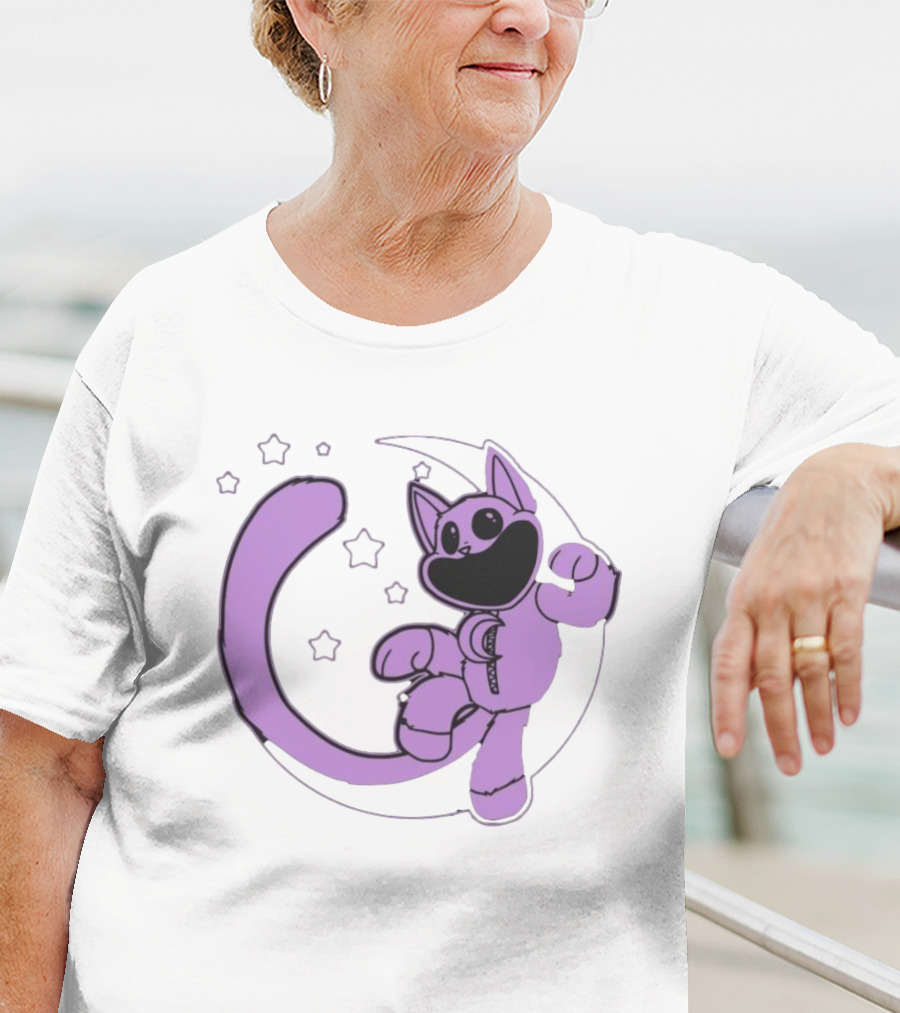 Poppyplaytime Catnap Moon Cute Starry Cartoon T-Shirt