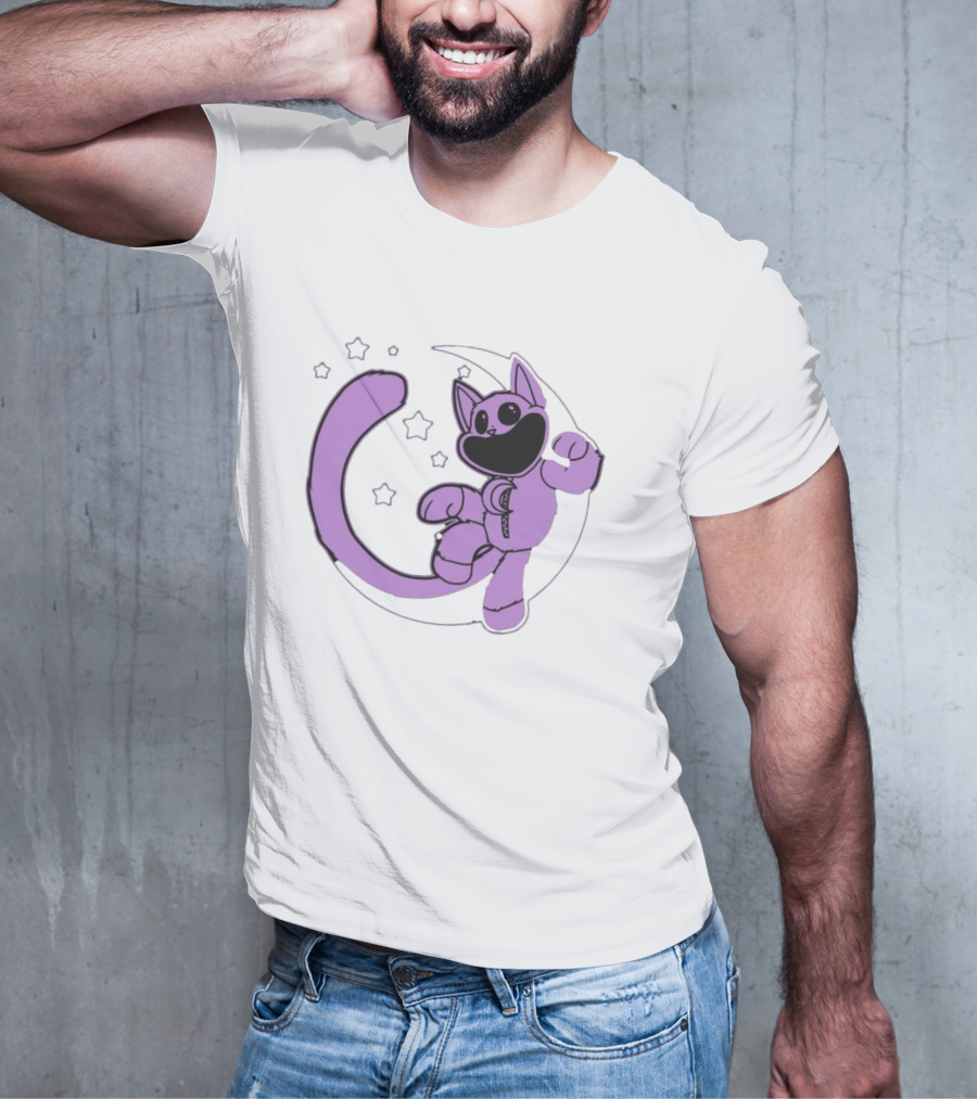 Poppyplaytime Catnap Moon Cute Starry Cartoon T-Shirt