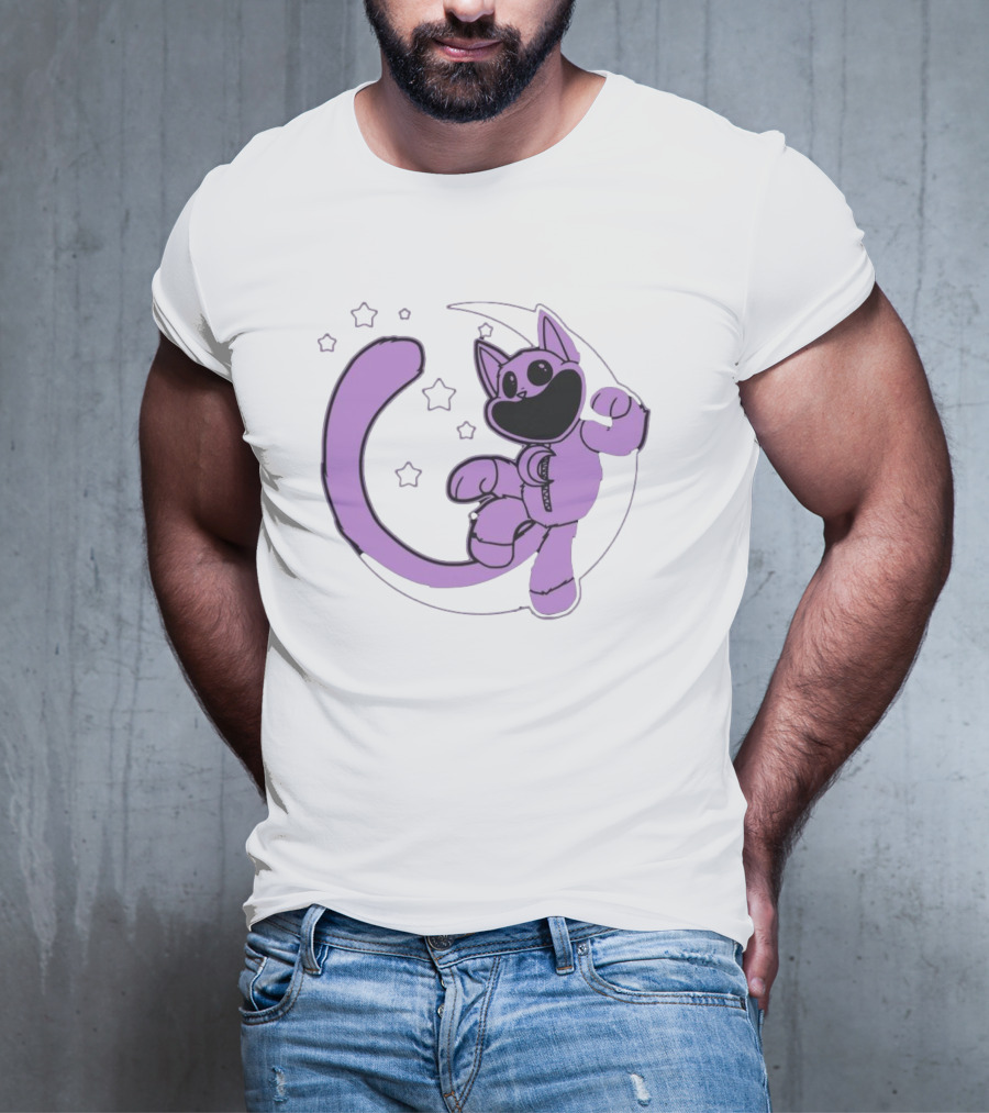 Poppyplaytime Catnap Moon Cute Starry Cartoon T-Shirt