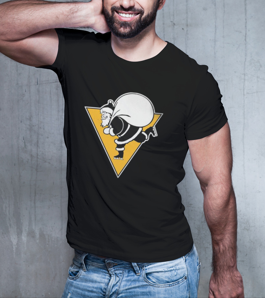 Pittsburgh Penguins Santa Skates Christmas Hockey T-Shirt