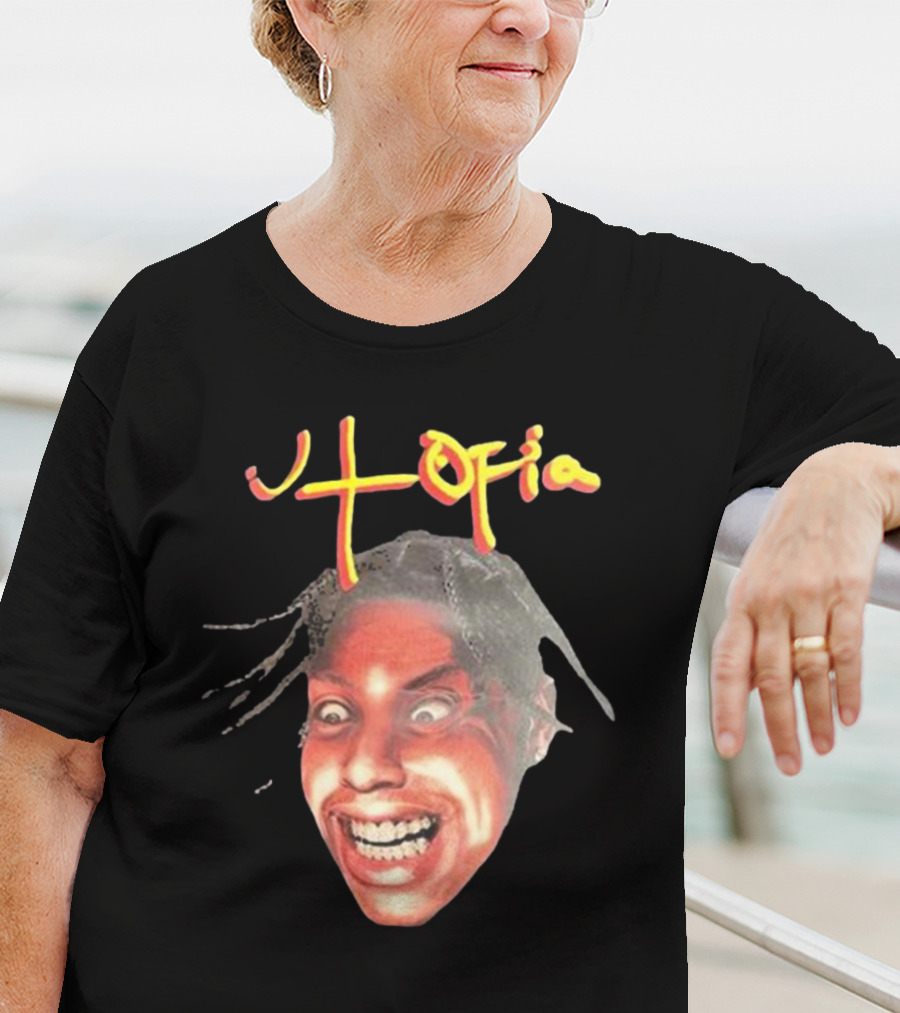 Travis Scott Utopia Grinning Face And Title T-Shirt