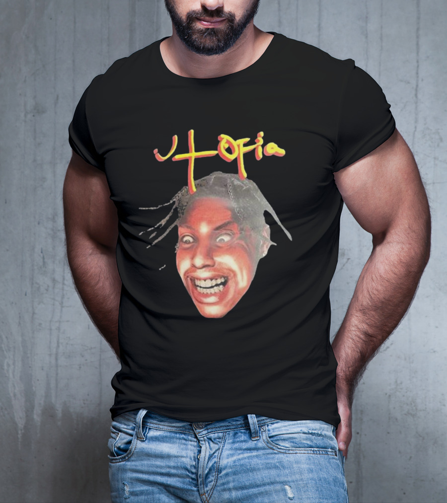 Travis Scott Utopia Grinning Face And Title T-Shirt