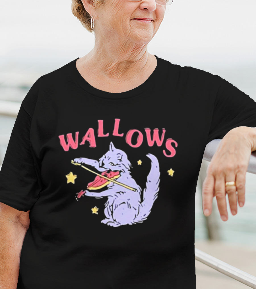 Wallows Cat Playing Fiddle Surrounded By Stars T-Shirt