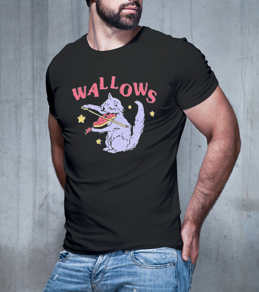 Wallows Cat Playing Fiddle Surrounded By Stars T-Shirt