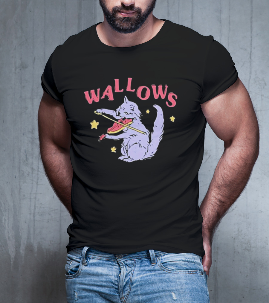Wallows Cat Playing Fiddle Surrounded By Stars T-Shirt