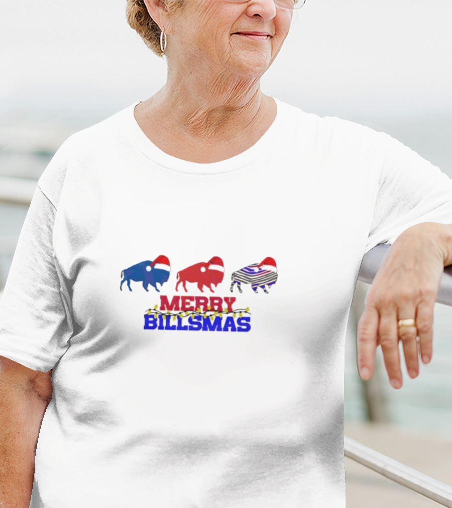 Merry Billmas Buffalo Bills Christmas Lights Buffalo Icons T-Shirt