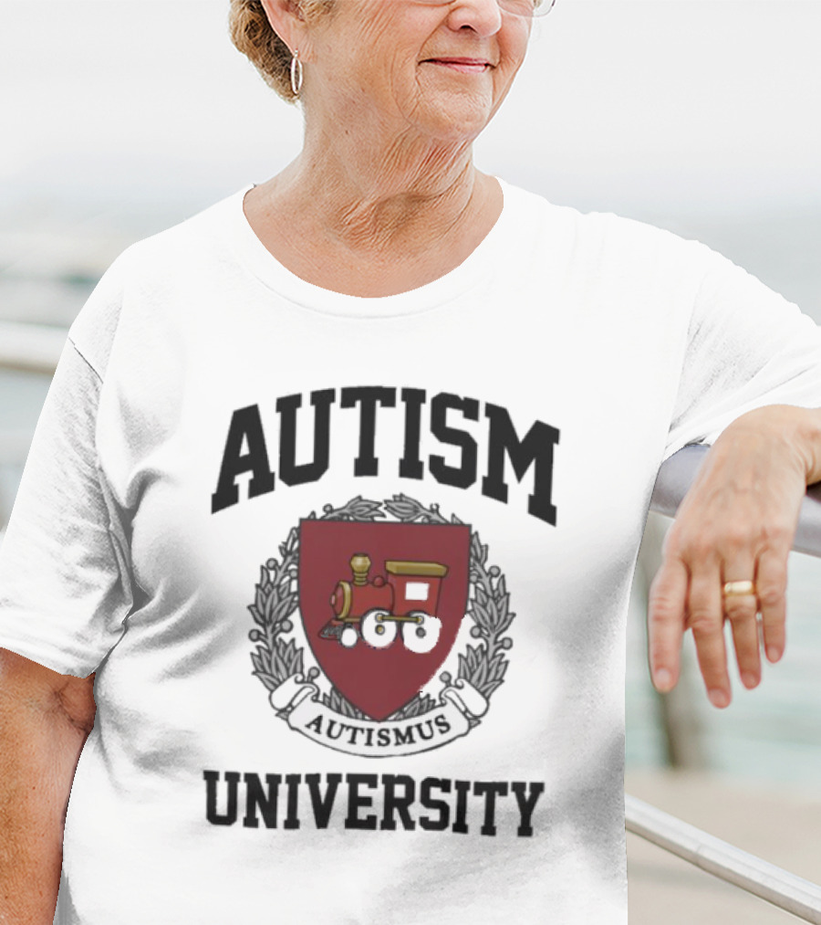 Autism Autismus University Train Emblem T-Shirt