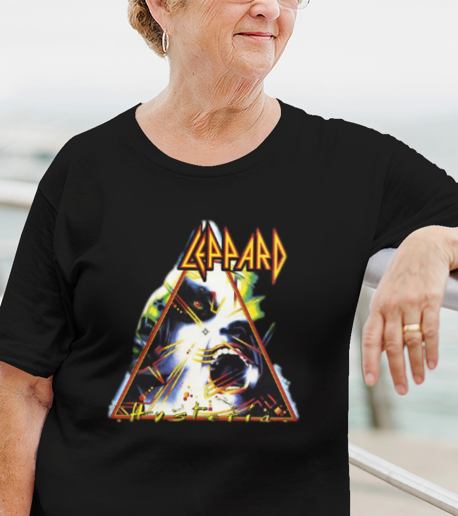 Def Leppard Hysteria Triangle Logo Rock Music Band T-Shirt