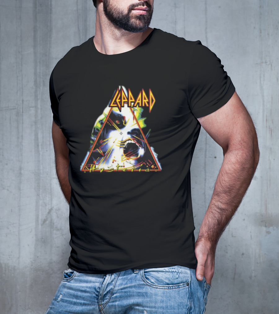 Def Leppard Hysteria Triangle Logo Rock Music Band T-Shirt