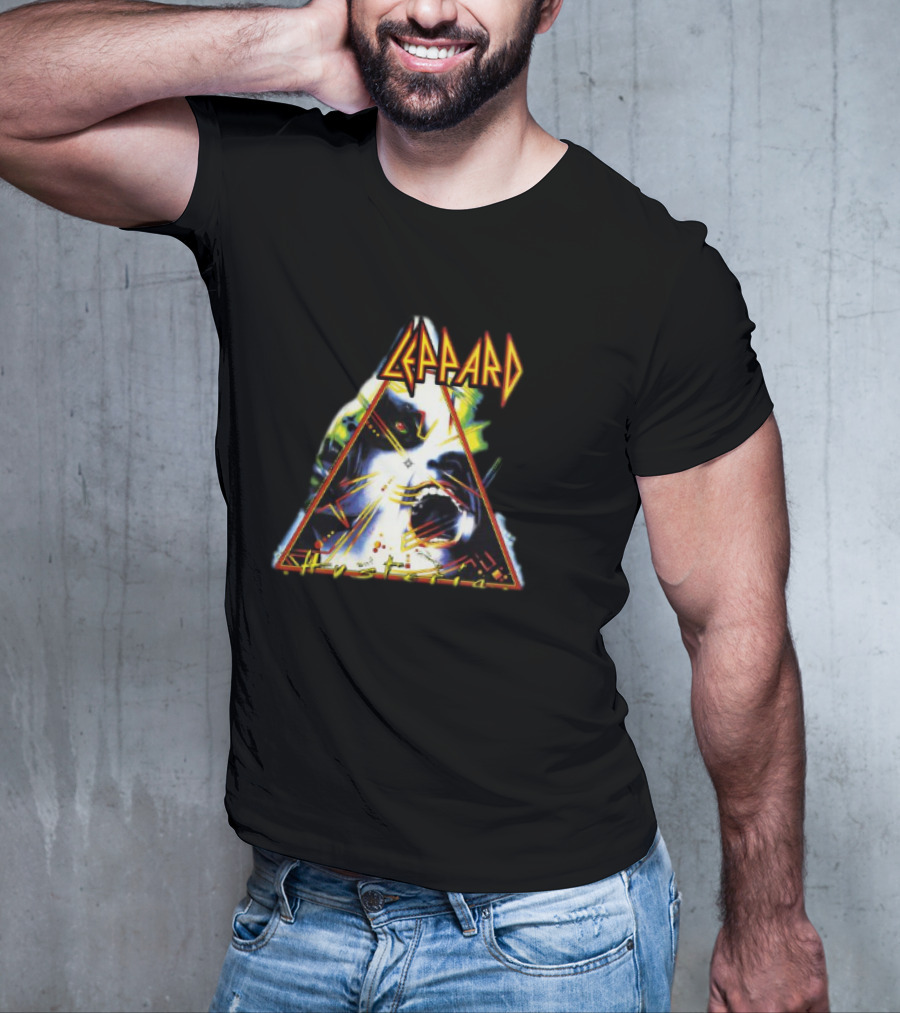 Def Leppard Hysteria Triangle Logo Rock Music Band T-Shirt