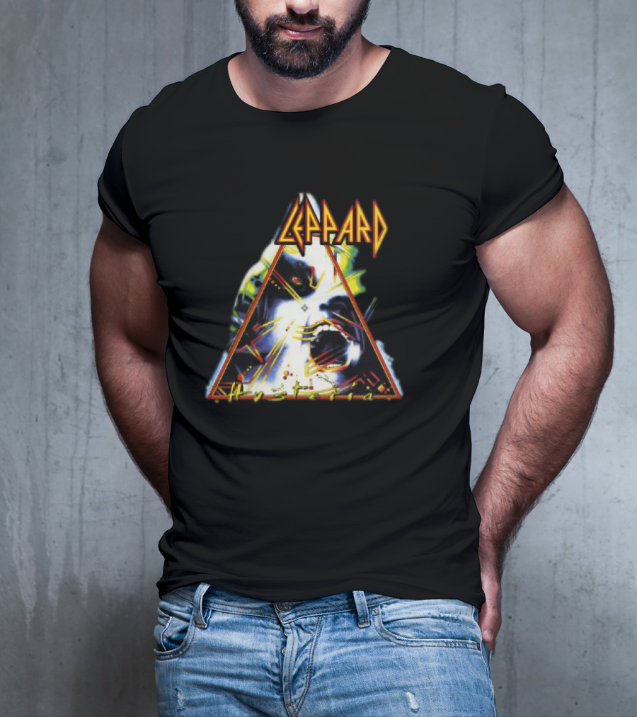 Def Leppard Hysteria Triangle Logo Rock Music Band T-Shirt