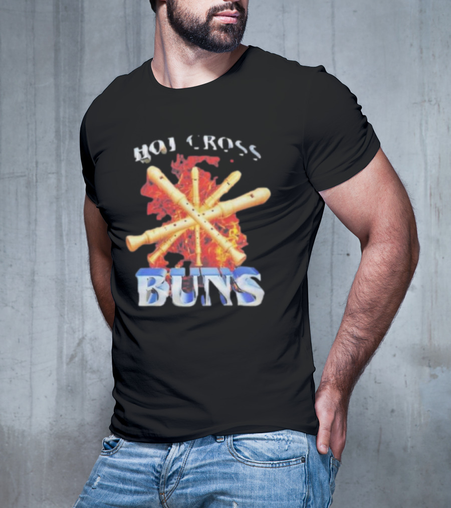 HOT CROSS BUNS Recorders Flame Crossed T-Shirt