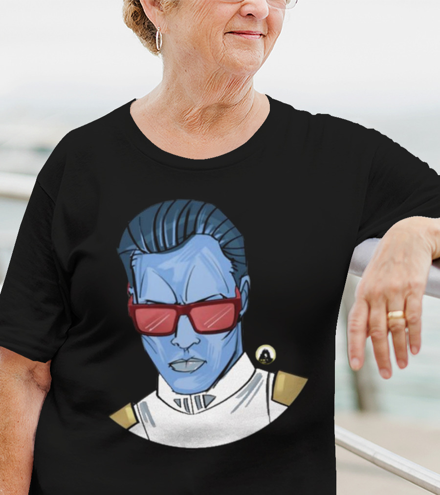 Starwarstheory Admiral Attitude Blue Character With Red Sunglasses T-Shirt