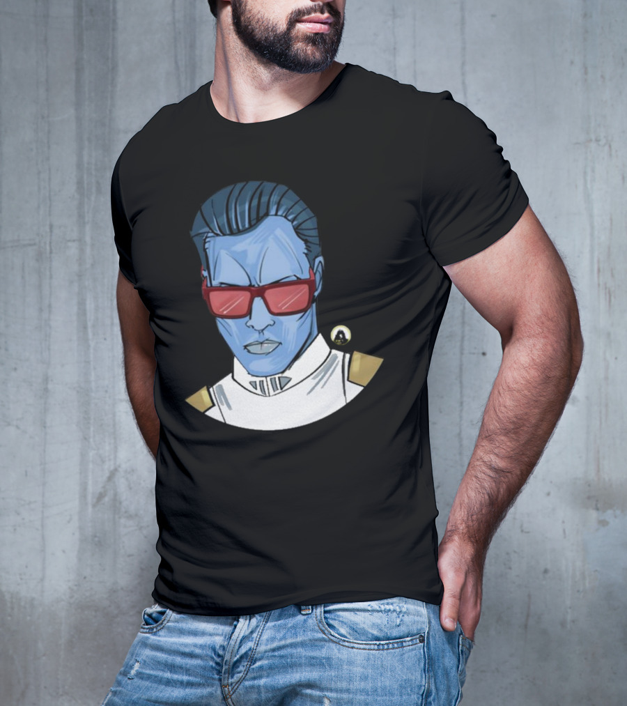Starwarstheory Admiral Attitude Blue Character With Red Sunglasses T-Shirt