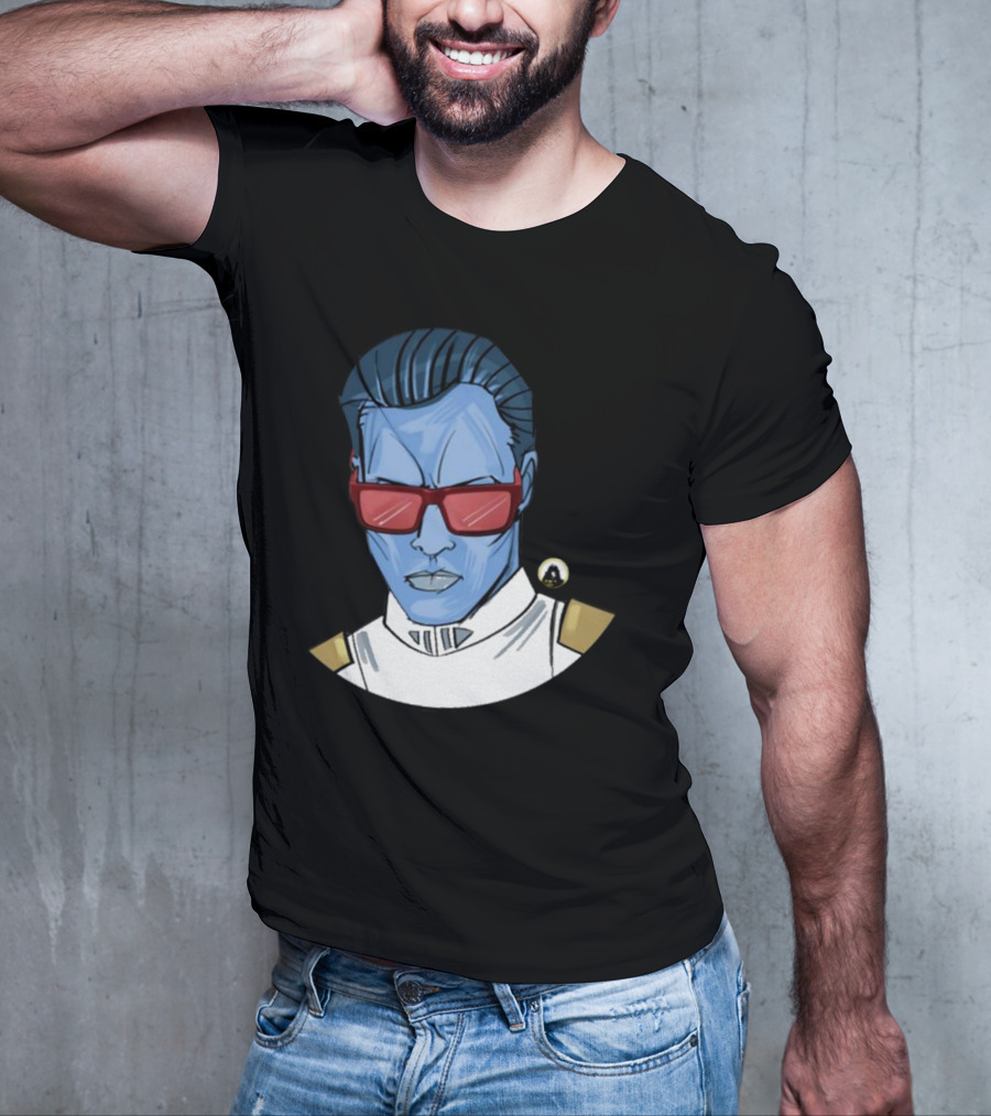 Starwarstheory Admiral Attitude Blue Character With Red Sunglasses T-Shirt