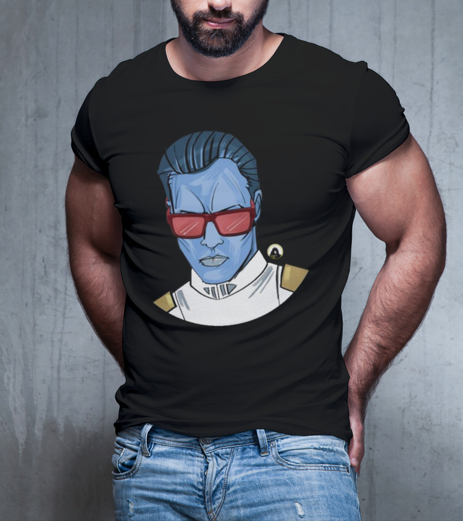 Starwarstheory Admiral Attitude Blue Character With Red Sunglasses T-Shirt