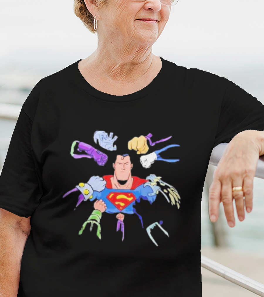 Superman Battling Multiple Foes With Iconic Super Strength T-Shirt